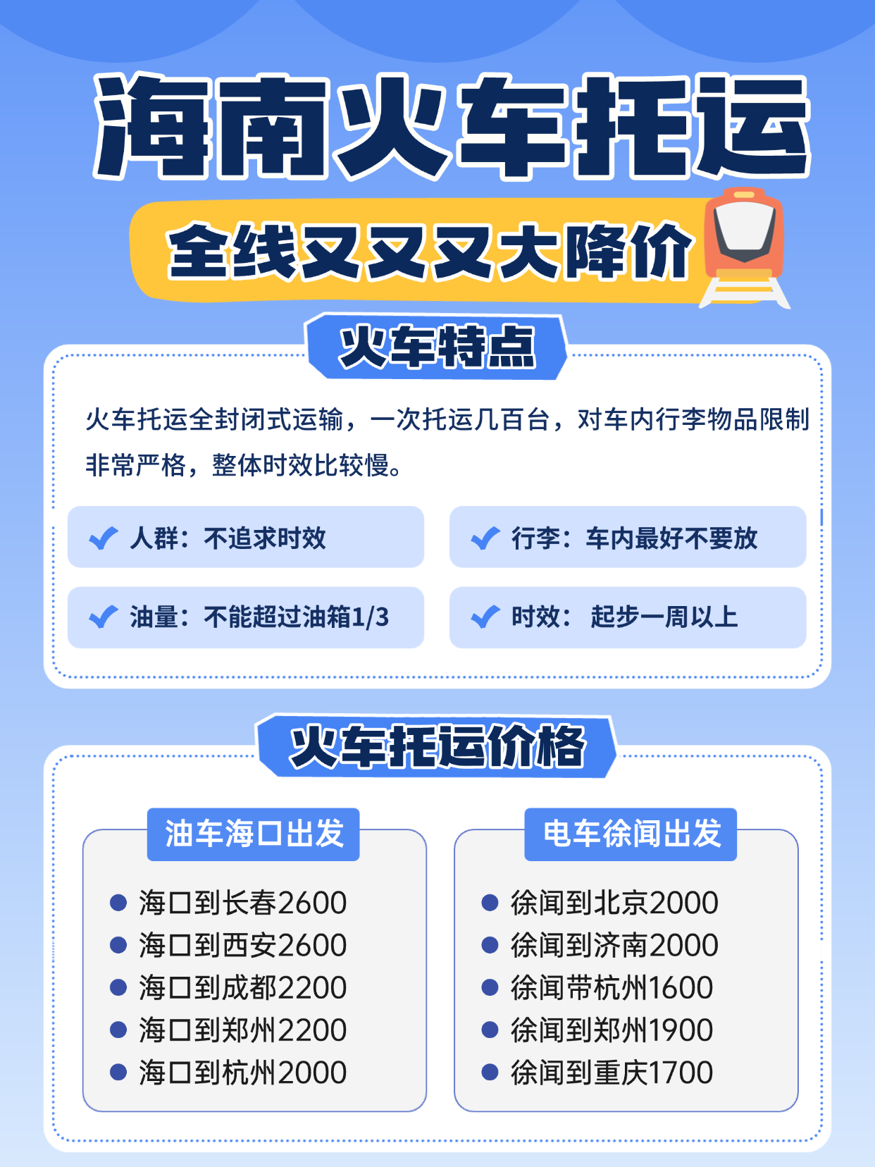 12306海南火车托运汽车再降价！油车电车托运全指南